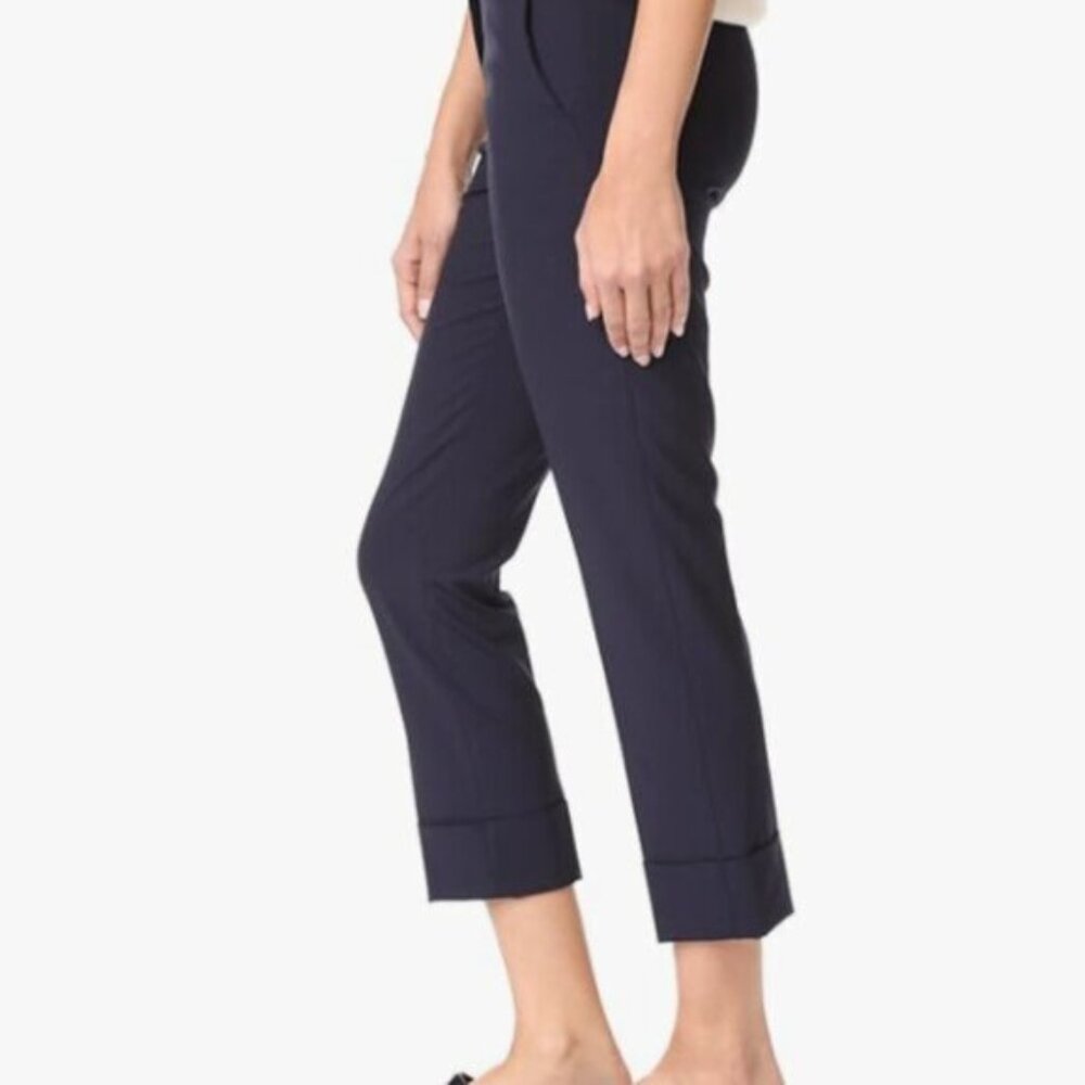 Theory Navy Cropped Wool Blend Cuff Pants Size 6